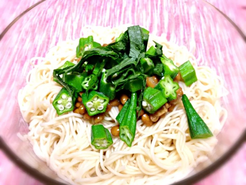 Snapdishの料理写真:ネバネバ素麺♡|あゆみさん