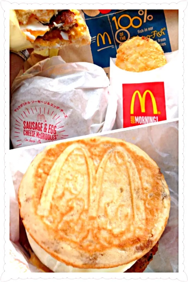 Sausage&egg cheese McGriddles🍔ｿｰｾｰｼﾞ&ｴｯｸﾞﾁｰｽﾞ ﾏｯｸｸﾞﾘﾄﾞﾙ|🌈Ami🍻さん