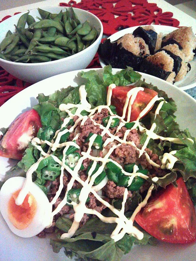 挽き肉とオクラのサラダうどん|モトミさん