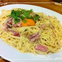 Snapdishの料理写真:ベーコン＆茸のクリームパスタ|大介さん