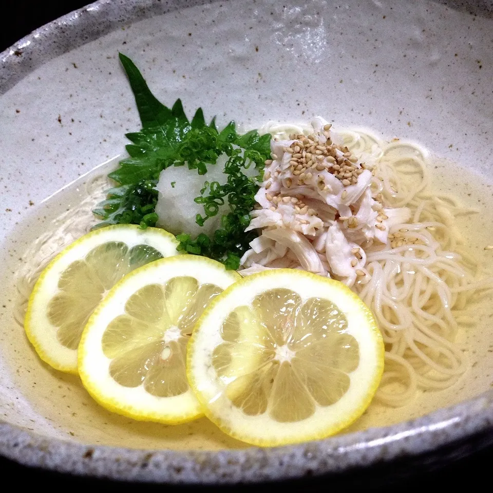 Snapdishの料理写真:Thin wheat noodles of Fresh lemon & White meat of a chicken|nori.co.jpさん