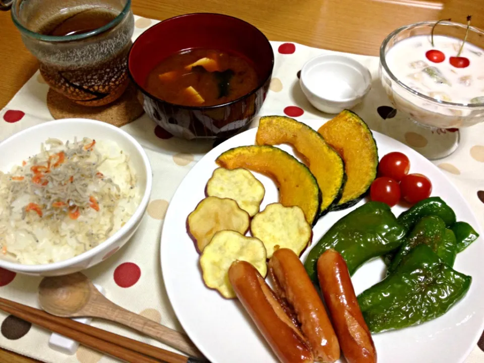 野菜の素揚げメインの晩ご飯|miyamegu**さん