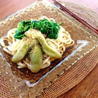 Snapdishの料理写真:焼きなすのせ冷やしうどん|ayaさん