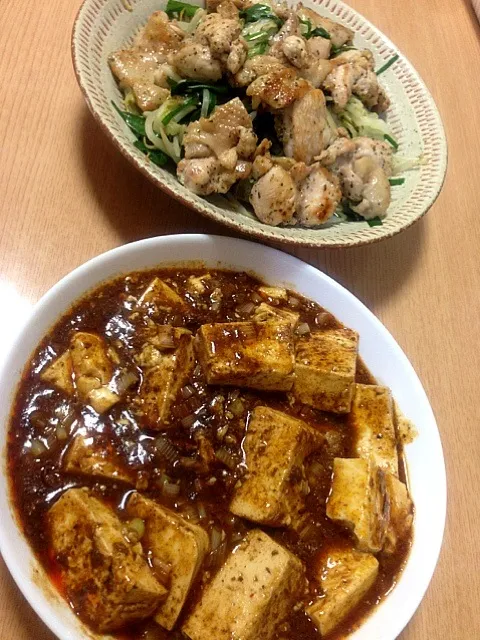 麻婆豆腐と鶏ニラ炒め！|machikoさん