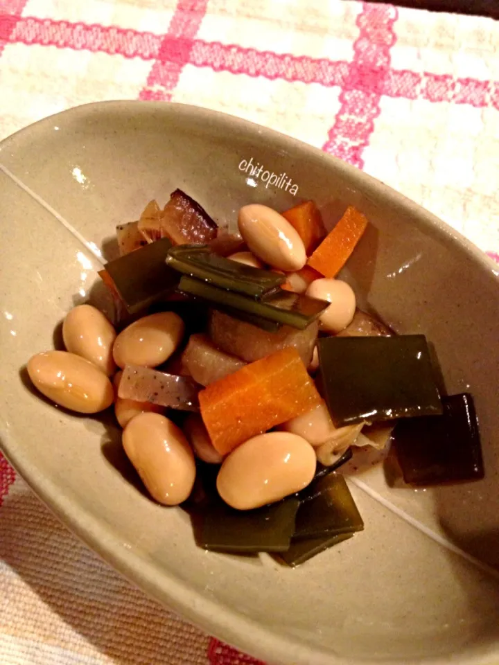 Cooked soy beans and sea weed - 五目豆|chitopilitaさん