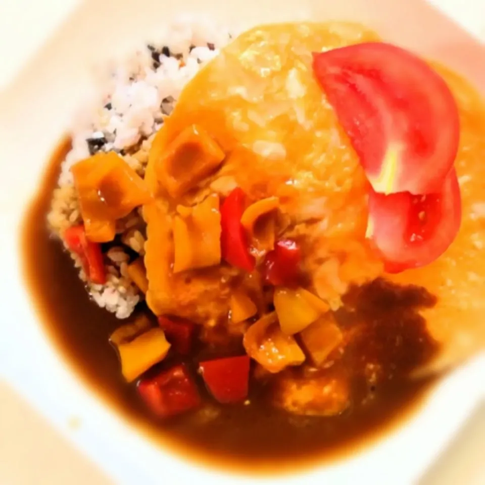 十六穀ごはんと野菜オムカレー|ぽんさん