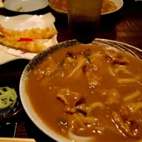 Snapdishの料理写真:カレーころうどんと揚げたて天麩羅|中町さん