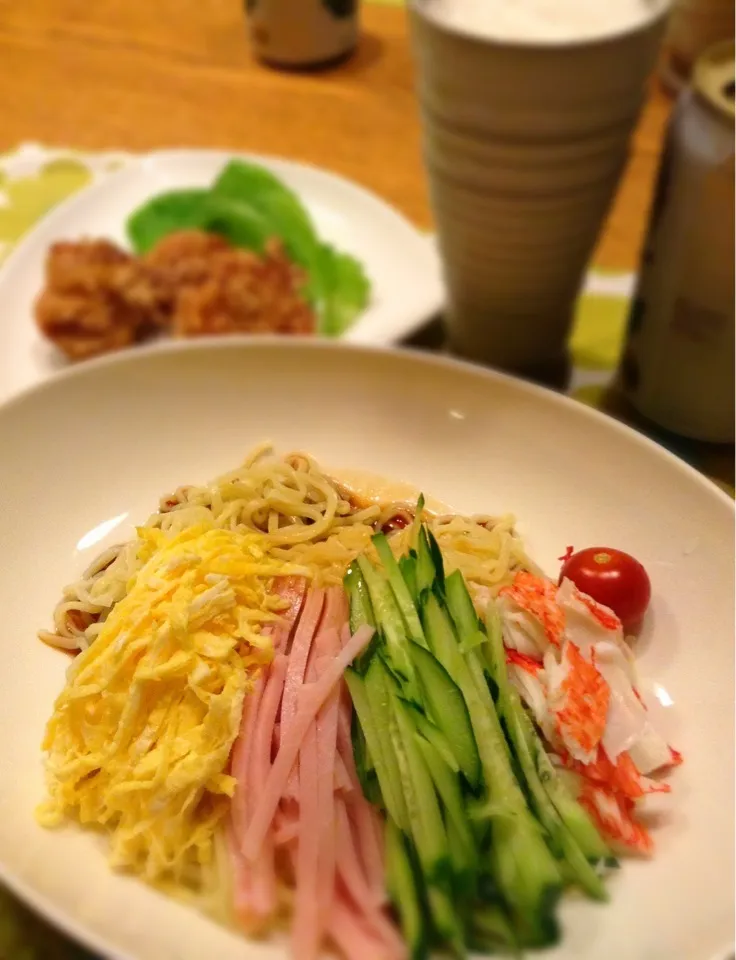 冷やし中華と若鶏の唐揚げ|ヴェローナのパン屋さんさん