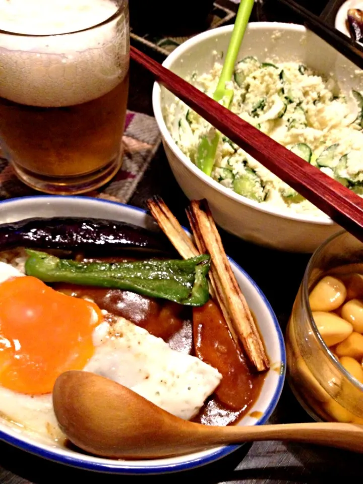 鶏皮と野菜のカレー&おからサラダ|tomoさん