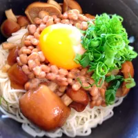 ネバとろ最高！納豆ナメコ素麺♡|yuさん