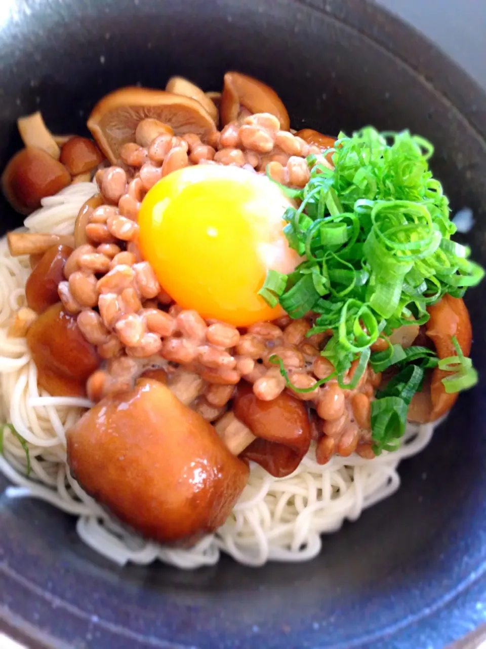 ネバとろ最高！納豆ナメコ素麺♡|yuさん