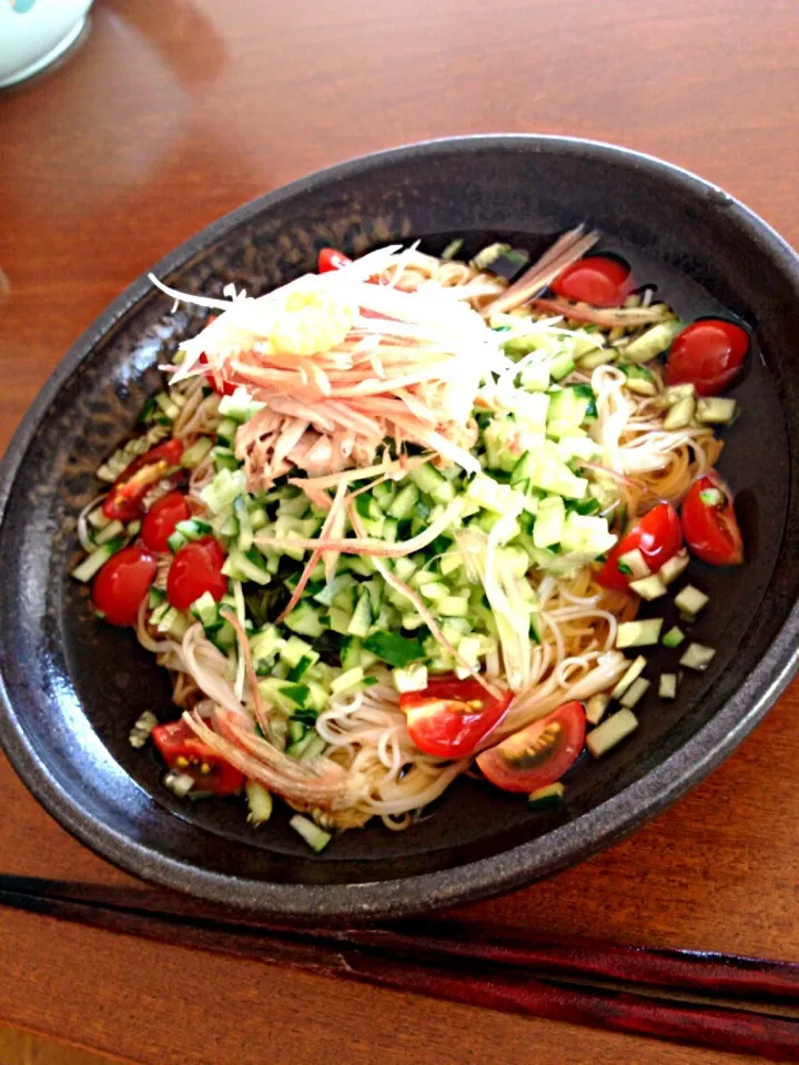 ぶっかけ素麺・めかぶ入り|リンコさん