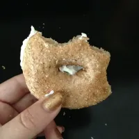 Mini whole wheat bagel with cream cheese|elie martelunaさん