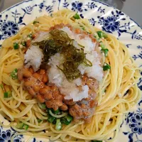 Snapdishの料理写真:納豆おろしのせパスタ|skeisさん