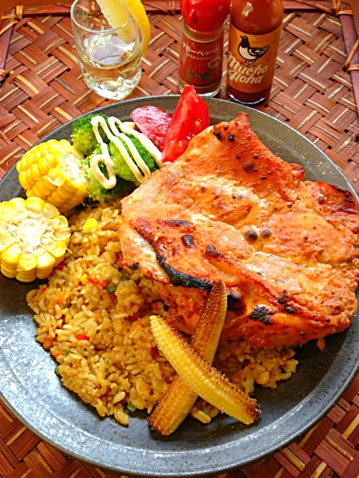 Tandoori chicken&Mexican pilaf✨ﾀﾝﾄﾞﾘｰﾁｷﾝ&ﾒｷｼｶﾝﾋﾟﾗﾌ|🌈Ami🍻さん