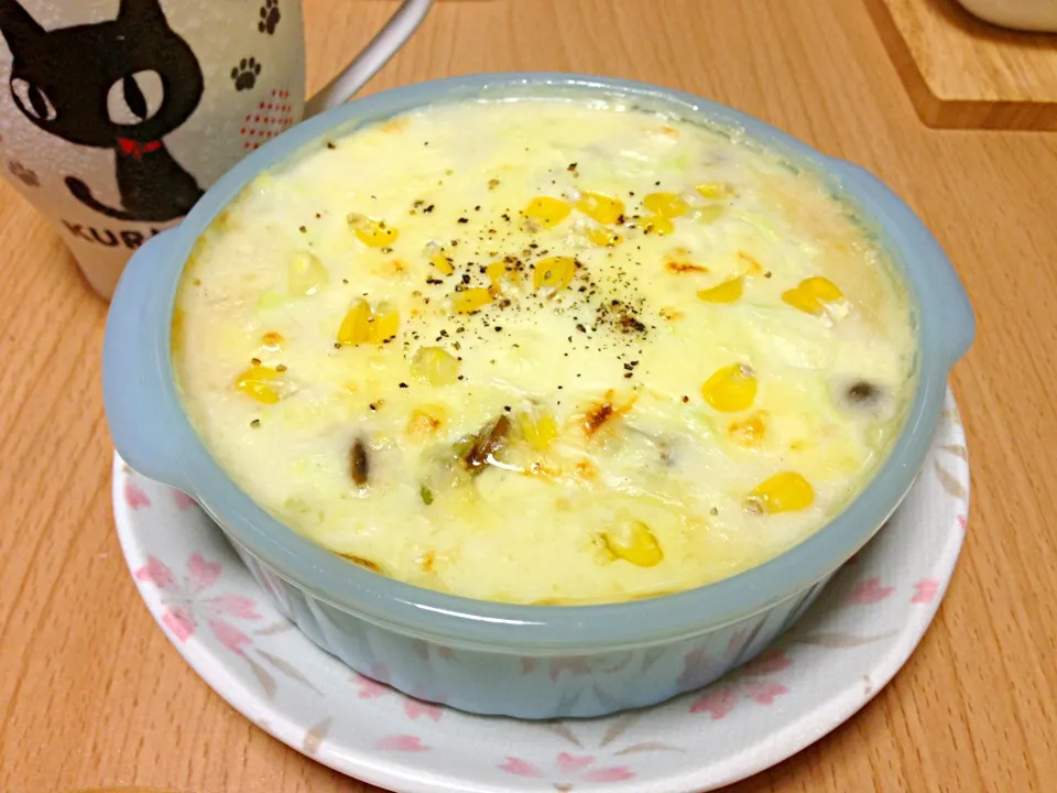 とうもろこしたっぷり豆腐グラタン|こんこんさん