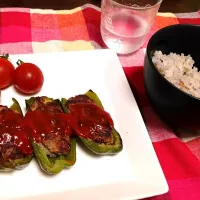 ピーマンの肉詰め＊雑穀ごはん|あさん