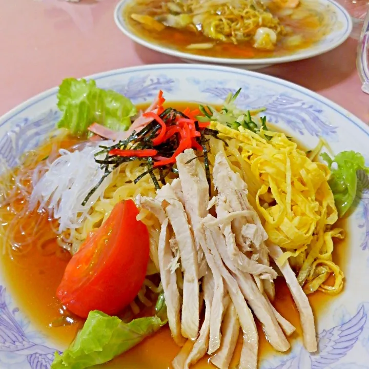 冷やし中華（＾∇＾）あんかけ焼きそば（＾∇＾）もちろんビールも（＾∇＾）|しーさん