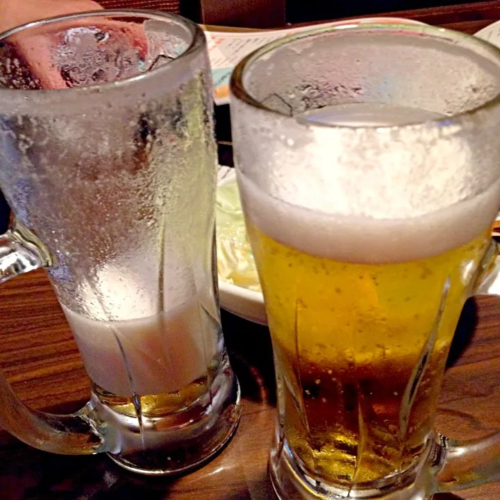 同じ一口とは思えな〜い🍻😁金曜日だもんね〜( ´ ▽ ` )ﾉ|ちーねーさん