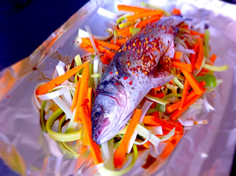 Sea bass with soy and veg|leanne lewisさん