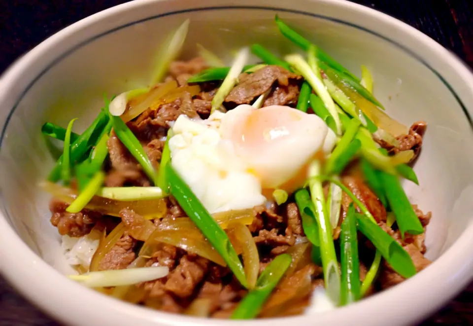 私流、牛丼、温泉たまご失敗|mottoさん