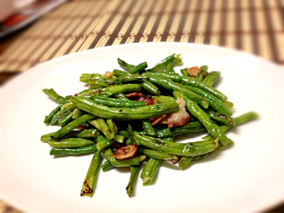 Long Beans and bacon stir fry|prissyさん