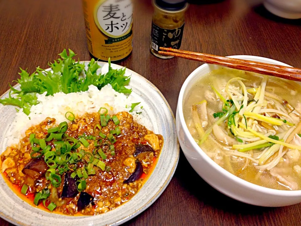 麻婆茄子豆腐と野菜たっぷり揖保乃糸♪( ´▽｀)|SANJI🍻🍴😍さん