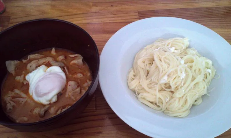 Snapdishの料理写真:でぶら飯！！ピリ辛つけめん(今回はソーメンで)|サイダーさん