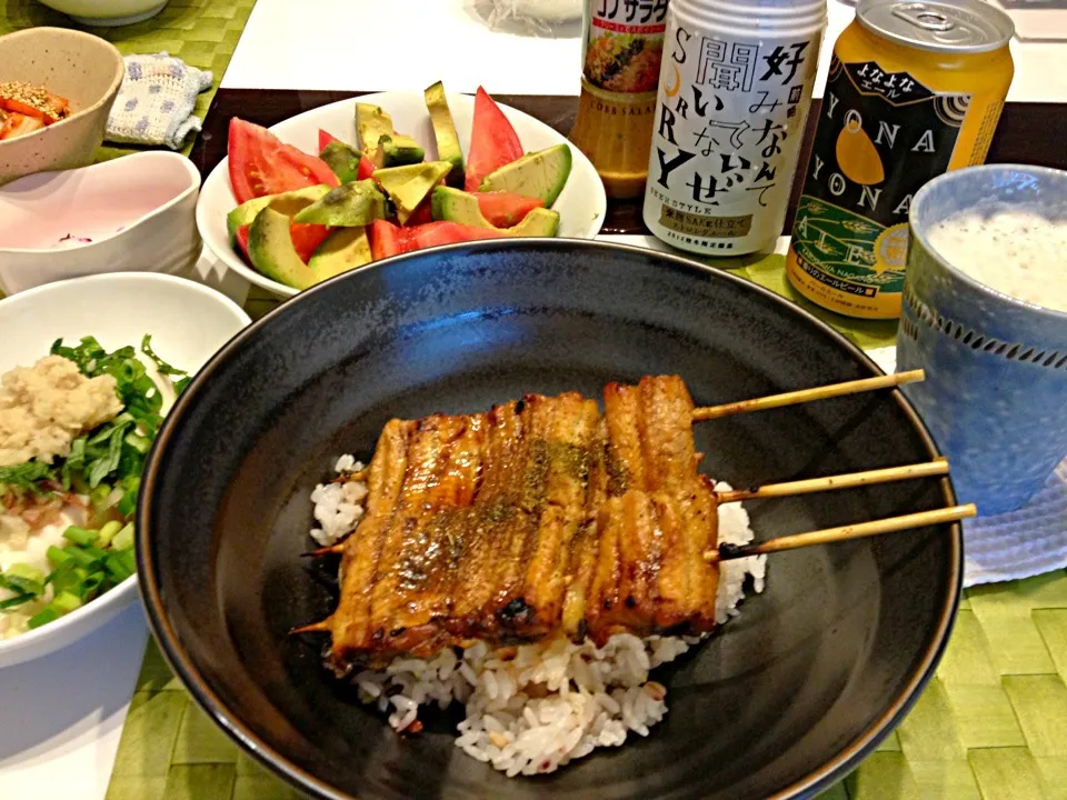 鰻丼、サラダ、冷奴……前略〜とよなよなエールで夏バテたいさ〜ん*\(^o^)/*|gintanさん