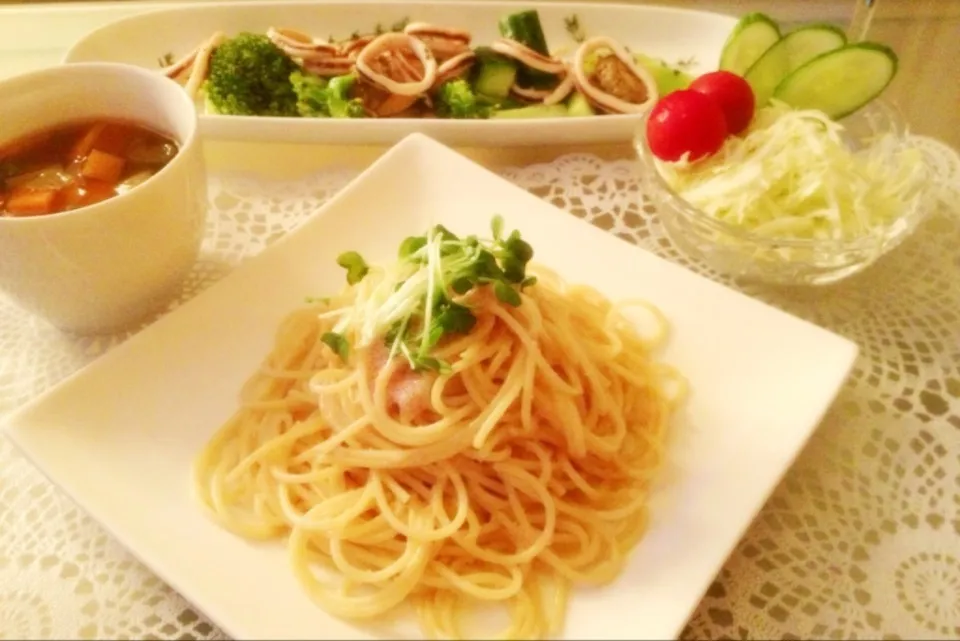 Snapdishの料理写真:冷製☆明太子マヨパスタ☆|柳沼あゆみさん