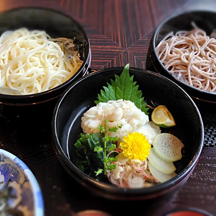 鱧と素麺(しかも私の好きな半田めん！)とお蕎麦のセット。まだまだTNM満喫中！|うきさん