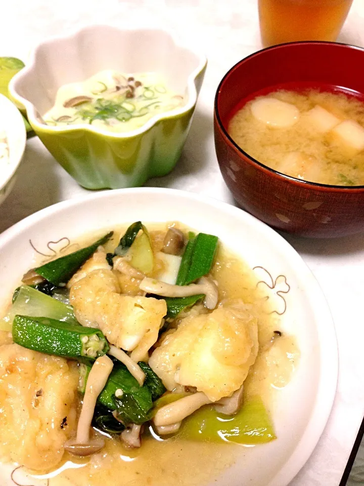 いかと野菜のあんかけ、茶碗蒸し|ちえさん