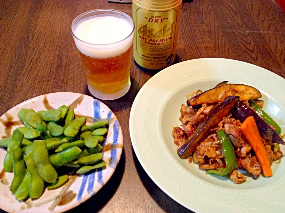 取れたてなすと枝豆の晩ご飯|tomoeさん