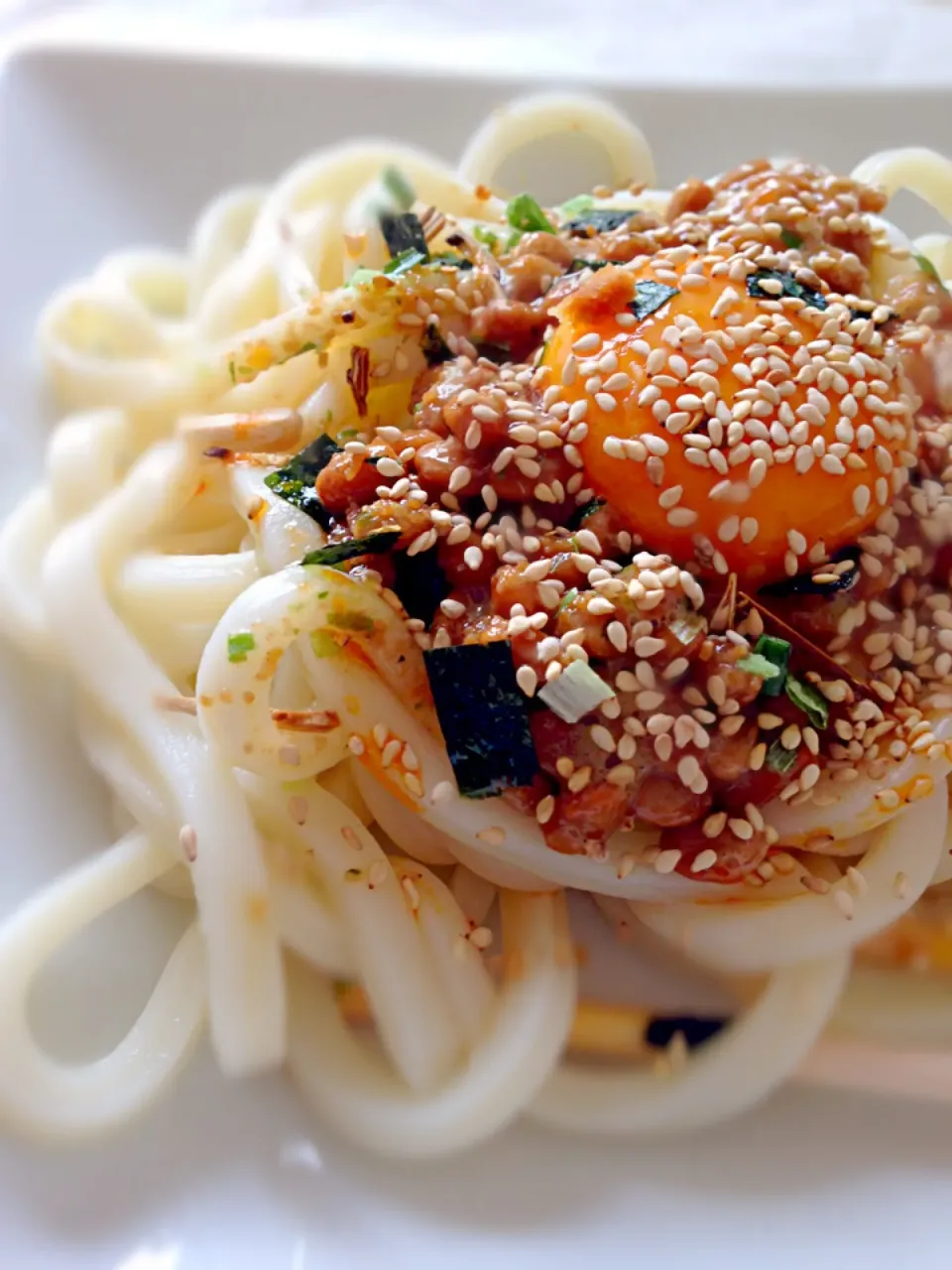 お吸い物の素☆釜玉納豆うどん|maiさん