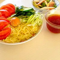 つけ麺〜夏野菜添え＆ピリ辛野菜炒め|smile貨物さん