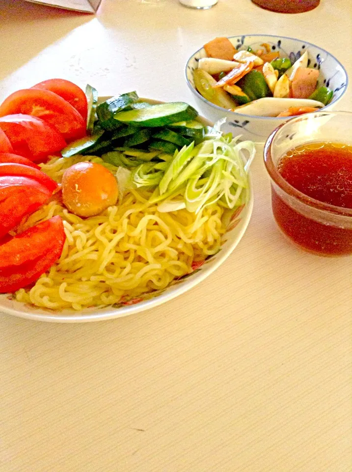 つけ麺〜夏野菜添え＆ピリ辛野菜炒め|smile貨物さん