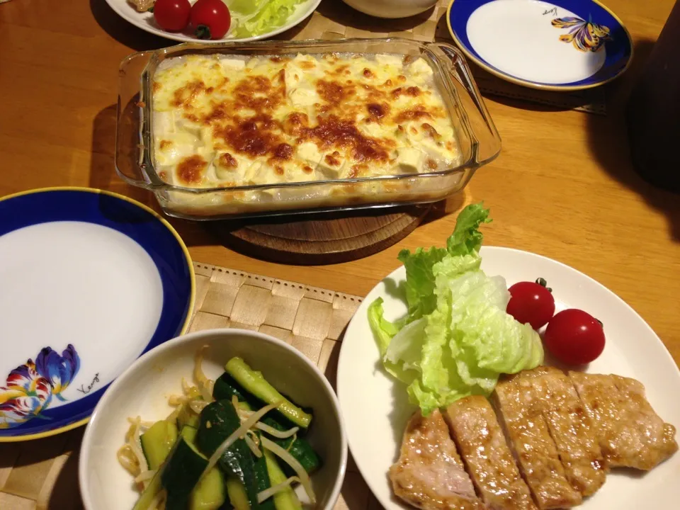 Snapdishの料理写真:今日の晩御飯 なつさんの長芋のグラタンを真似したよ♪ ほか|よっしーさん