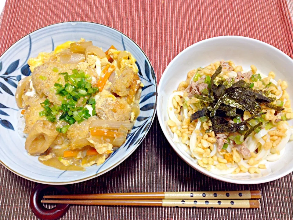 ヒレカツ丼、ピリ辛肉うどん♡|yuiさん