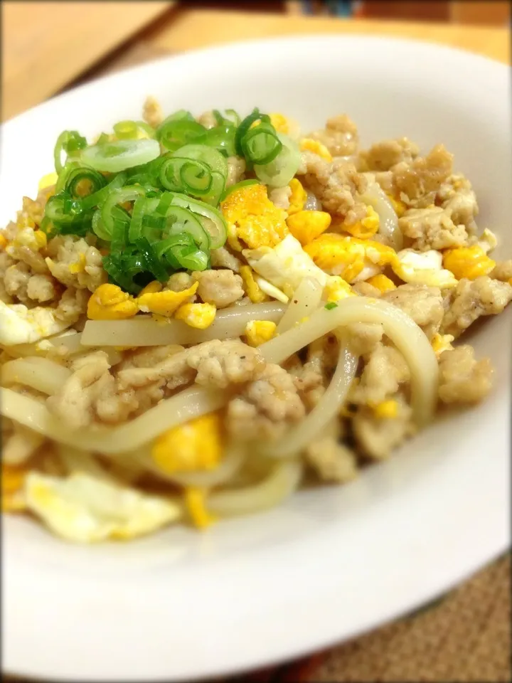 そぼろ親子の焼きうどん|寺尾真次さん