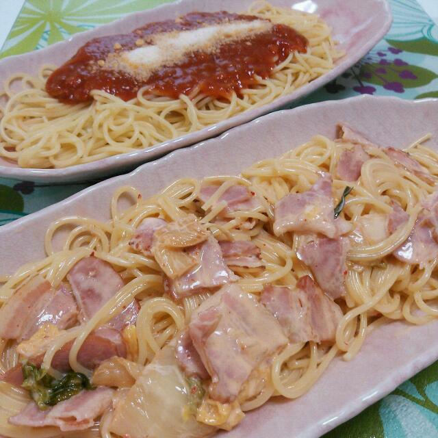 クリーム パスタ キムチ