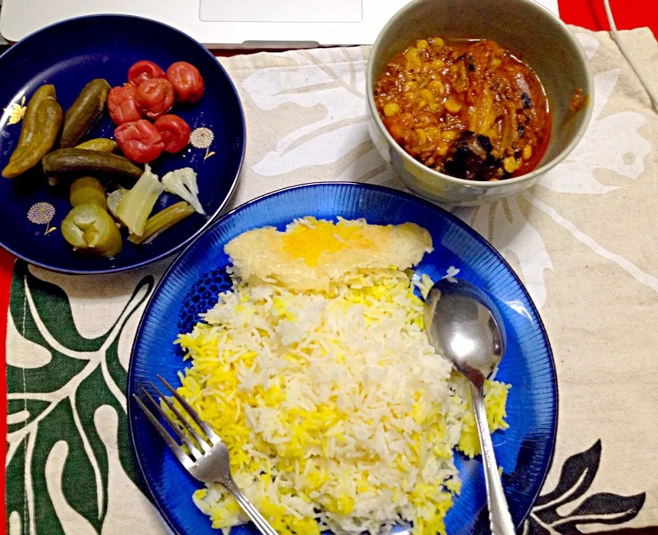 Eggplant stew & rice with side dish|elhamさん