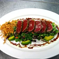 Shashimi salad over Asian mix with wasabi cream|Andrew C Messinaさん