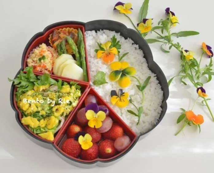 Snapdishの料理写真:花弁7  パンジー弁当 🌺|Rie in Norwayさん