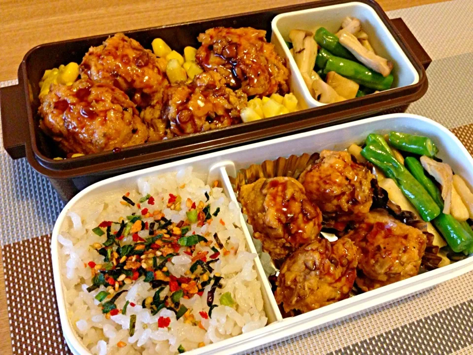 お弁当♡鶏つくね、隠元とエリンギのバターソテー|ウサコさん