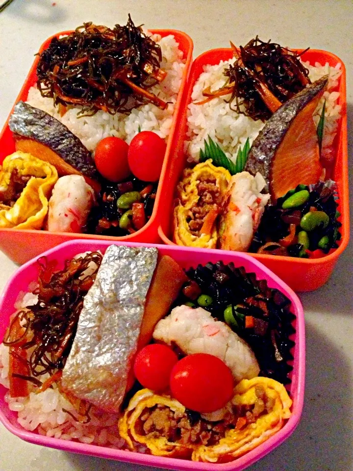 Snapdishの料理写真:今日は三人のお弁当。|りんさん