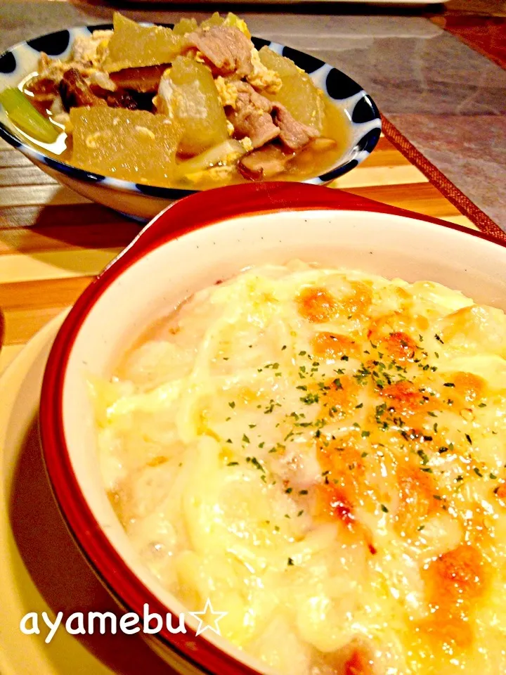 ☆ともやんの我が家の長芋グラタン♡、冬瓜と豚肉煮☆|あやめぶさん