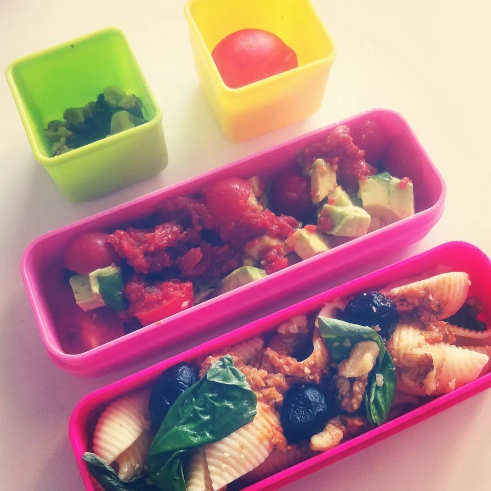 Snapdishの料理写真:Pasta bento with salad and a plum|Bento&co | 弁当箱専門店 京都さん