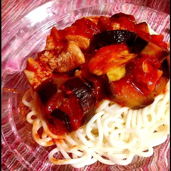 鳥肉と夏野菜のトマト冷やしうどん|ゆりさん