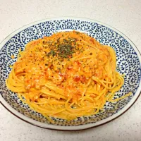 トマトとカニのクリームパスタ|しんのすけさん