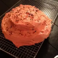 Cherry chip cake with pink frosting and sprinkles|Ashlyn Dogsさん